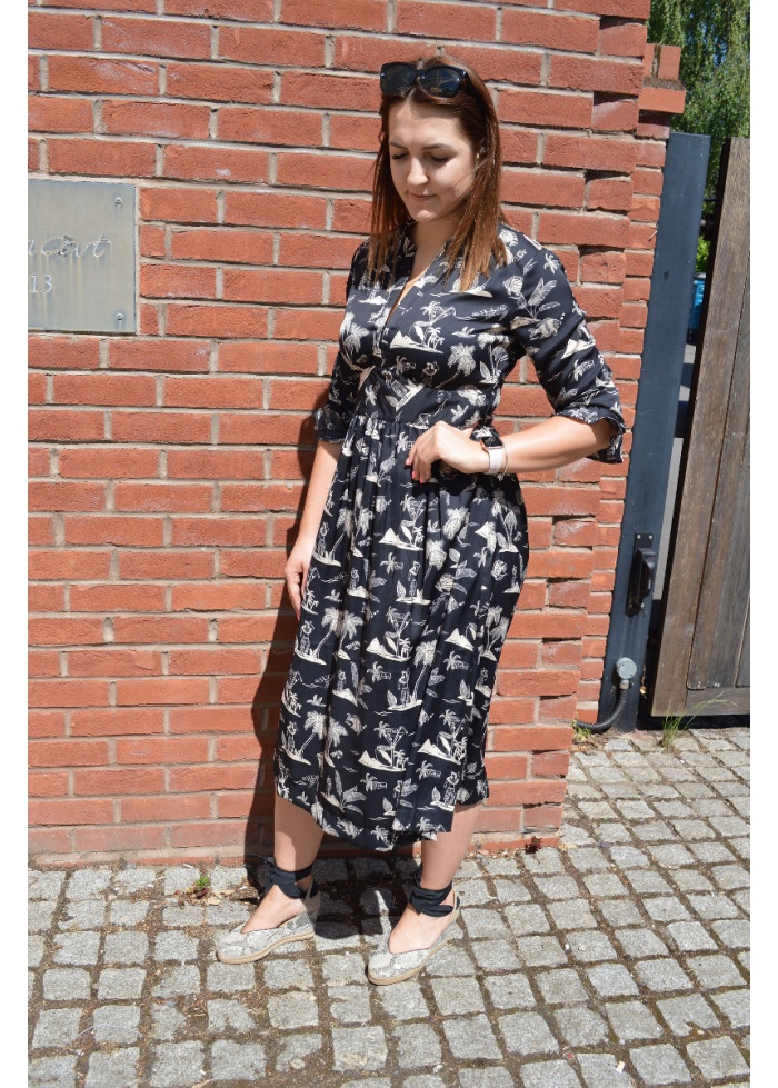 Printed Stain Midi Dress