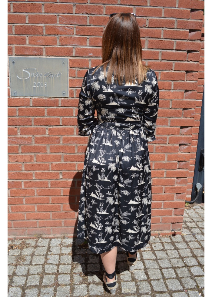 Printed Stain Midi Dress
