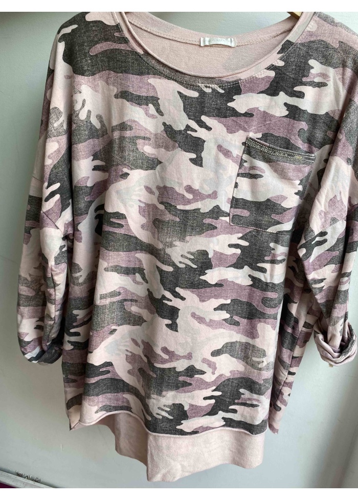 Lulu | Pink Camouflage Sweat Top