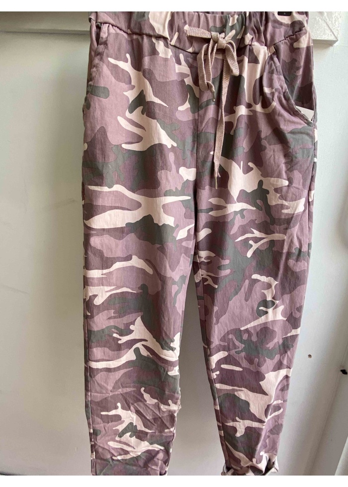 Lulu | Pink Camouflage Trousers