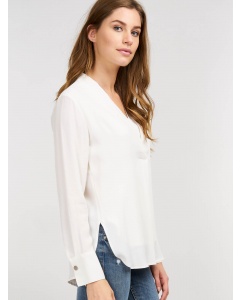 Blouse with Double-layered V-Neck