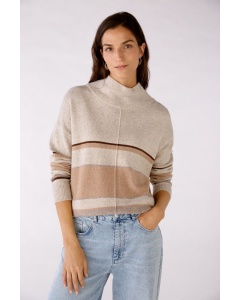 Oui | Knitted Jumper With Stand Up Colour