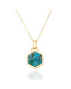 Spoke | Turquoise Hexagon Pendant & Chain